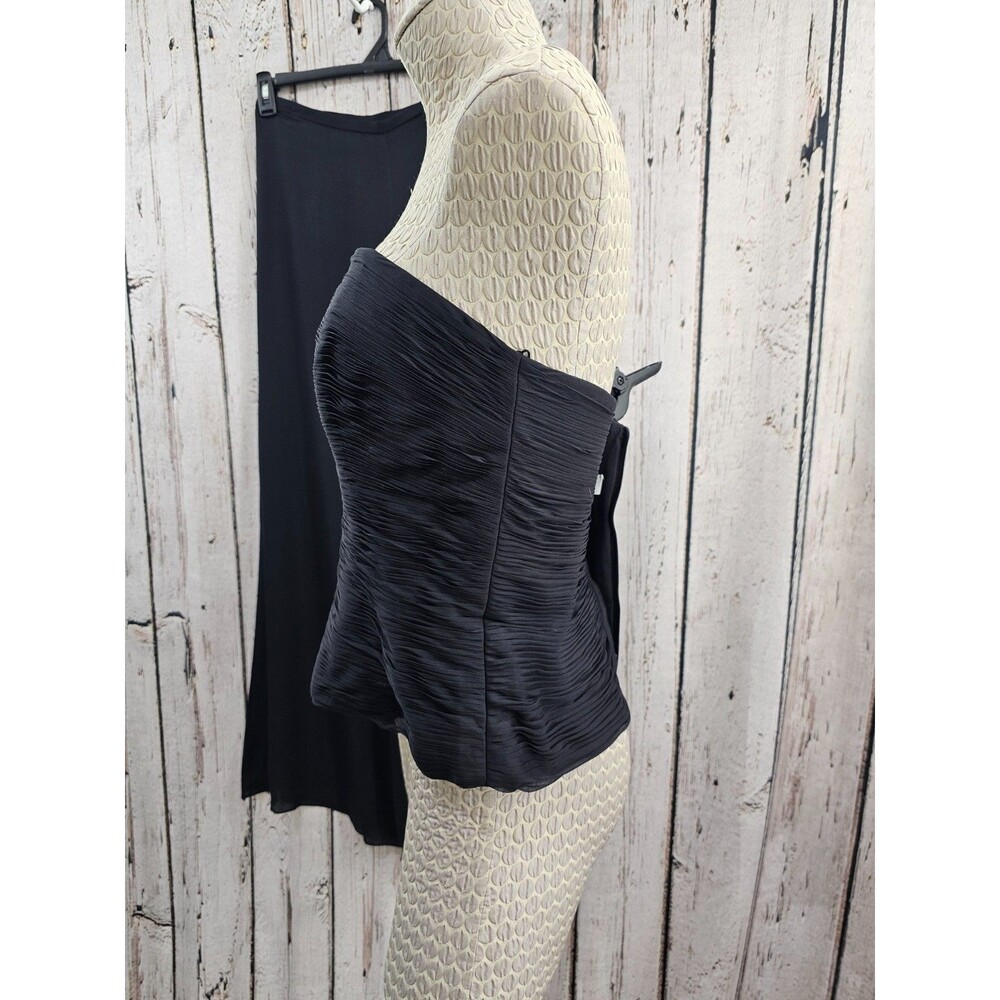 AssAR NY Black 100% Silk Wide Leg Pants Ruched Corset Set Women's 10 EUC - Picture 3 of 10